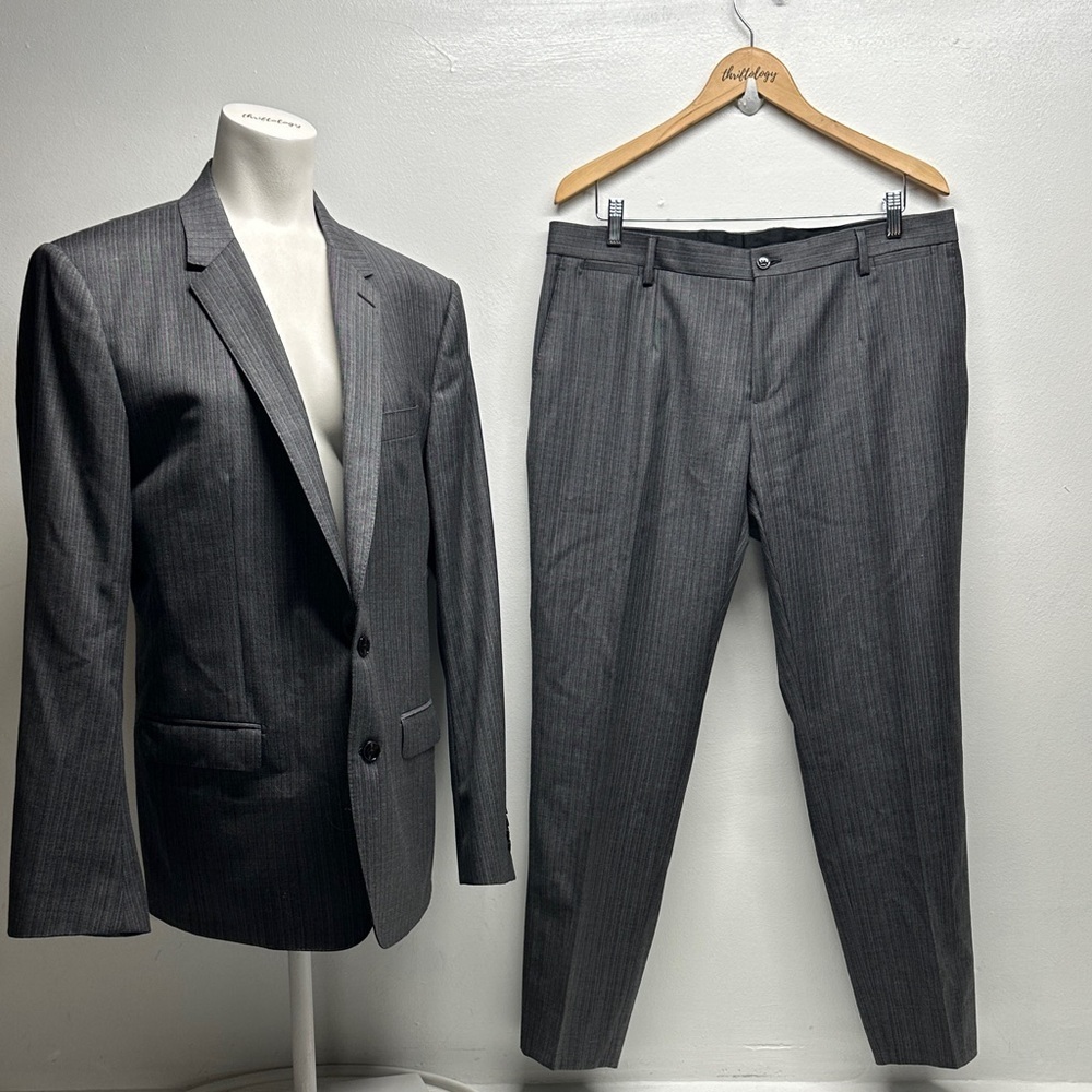 Dolce & Gabbana Martini Suit Set Two Piece Jacket Striped Gray Men's Size US 42